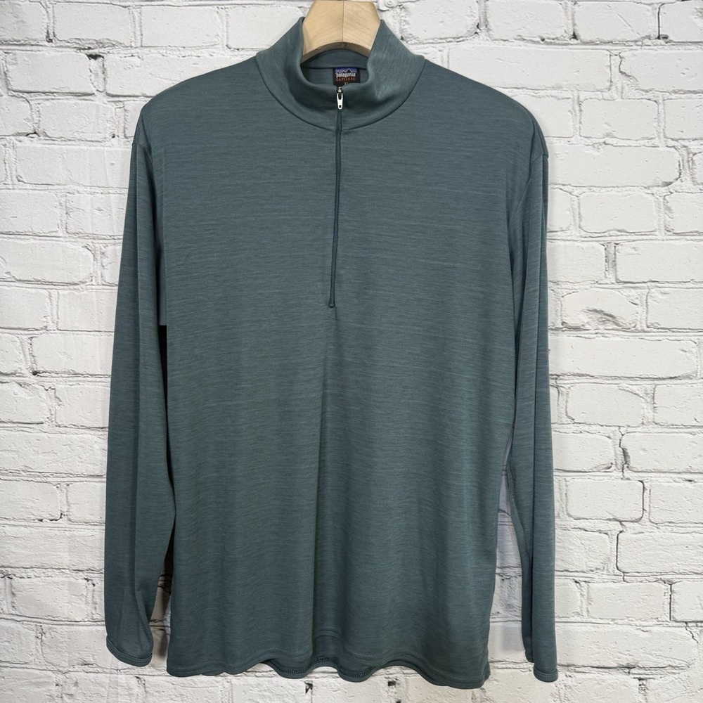 Vintage Patagonia Capilene 1/4 Zip Mens Size XL 1995‎ USA Made Green Base Layer